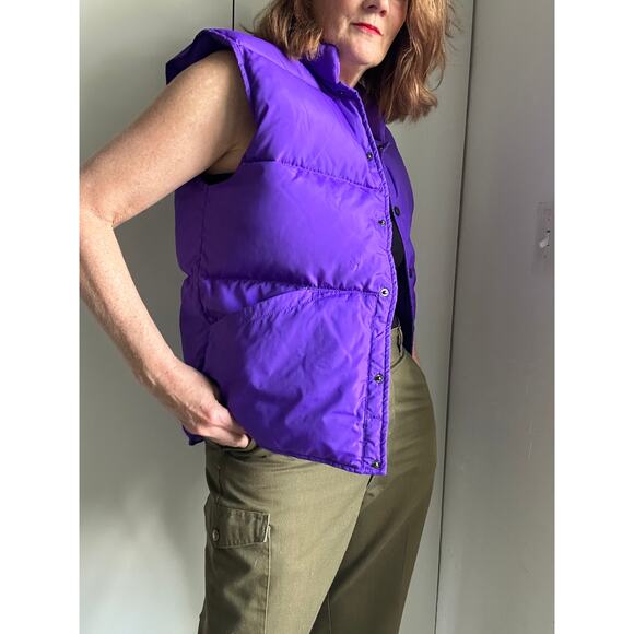 Lands' End Vintage down Puffer Vest Purple Size Small Unisex Outdoor Camping - Picture 6 of 9
